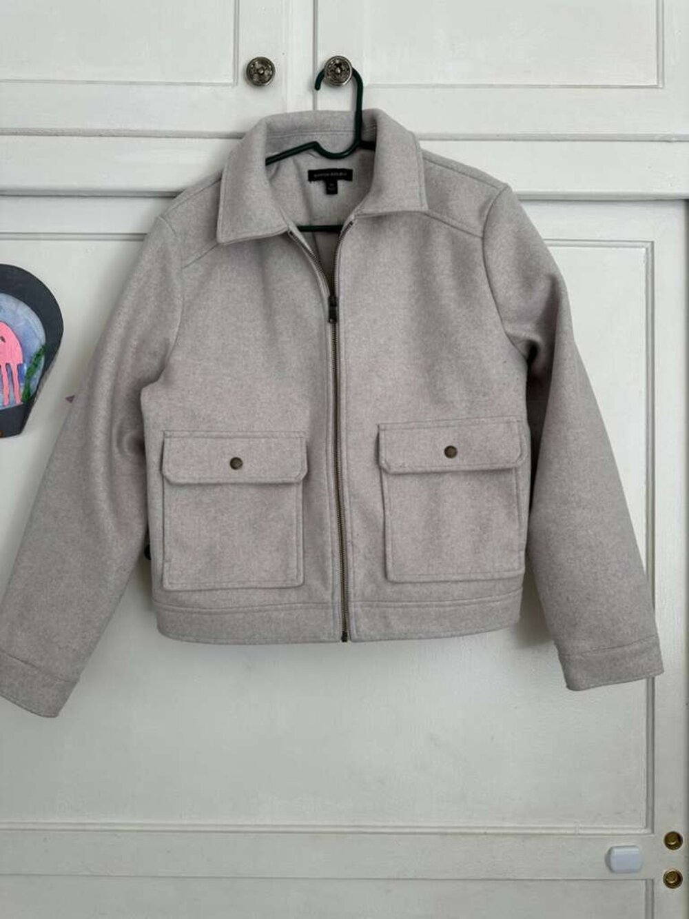 Banana Republic Jacket Womens Gray Brushed Fabric Full Zip Front Pockets Size M